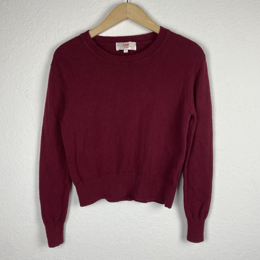 Kilte 1 (S) Clara Sweater Cashmere Cotton Blend Red Pullover Crew S Preppy